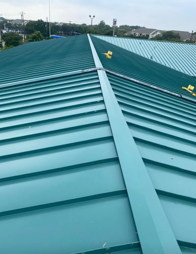 Green commercial metal roof ridge and valley for Metal Roof Repair in Telford